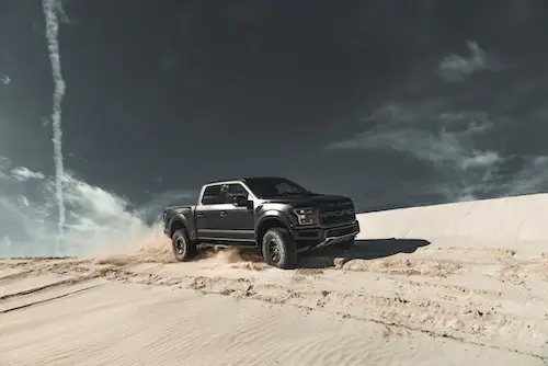 ford raptor on the desert